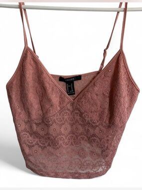 Forever 21 Rose Pink Lace Camisole with Adjustable Straps